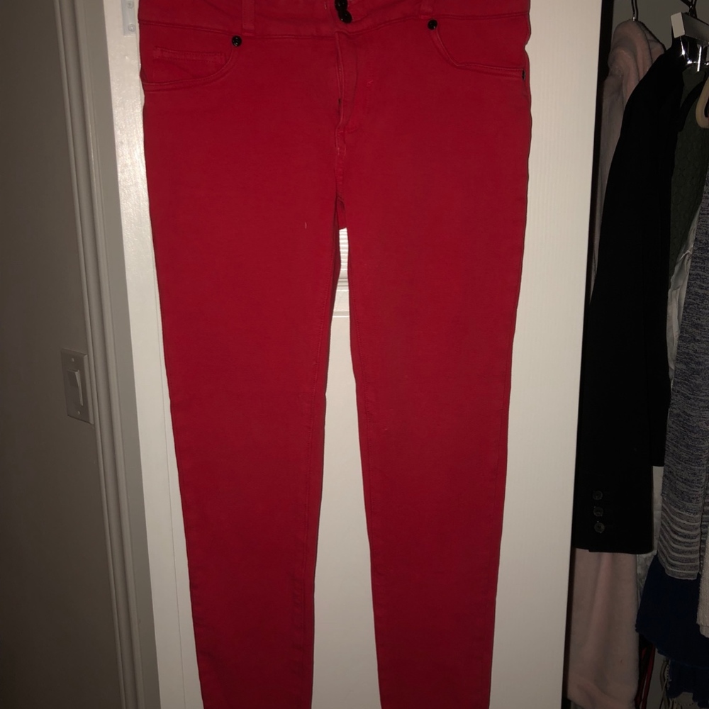 Red denimocracy jeans